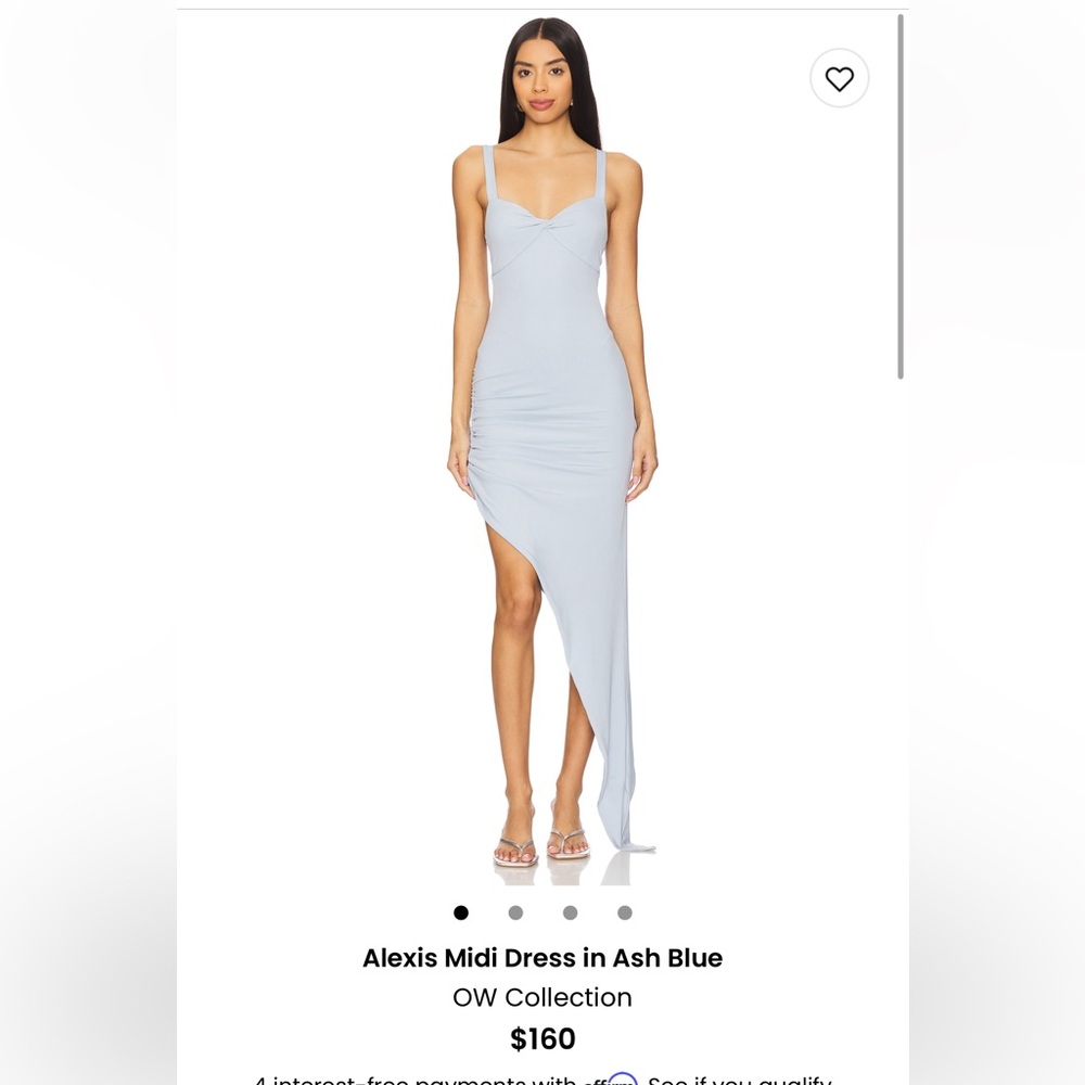 OW collection Blue Asymmetrical Strapless Cocktail Dress